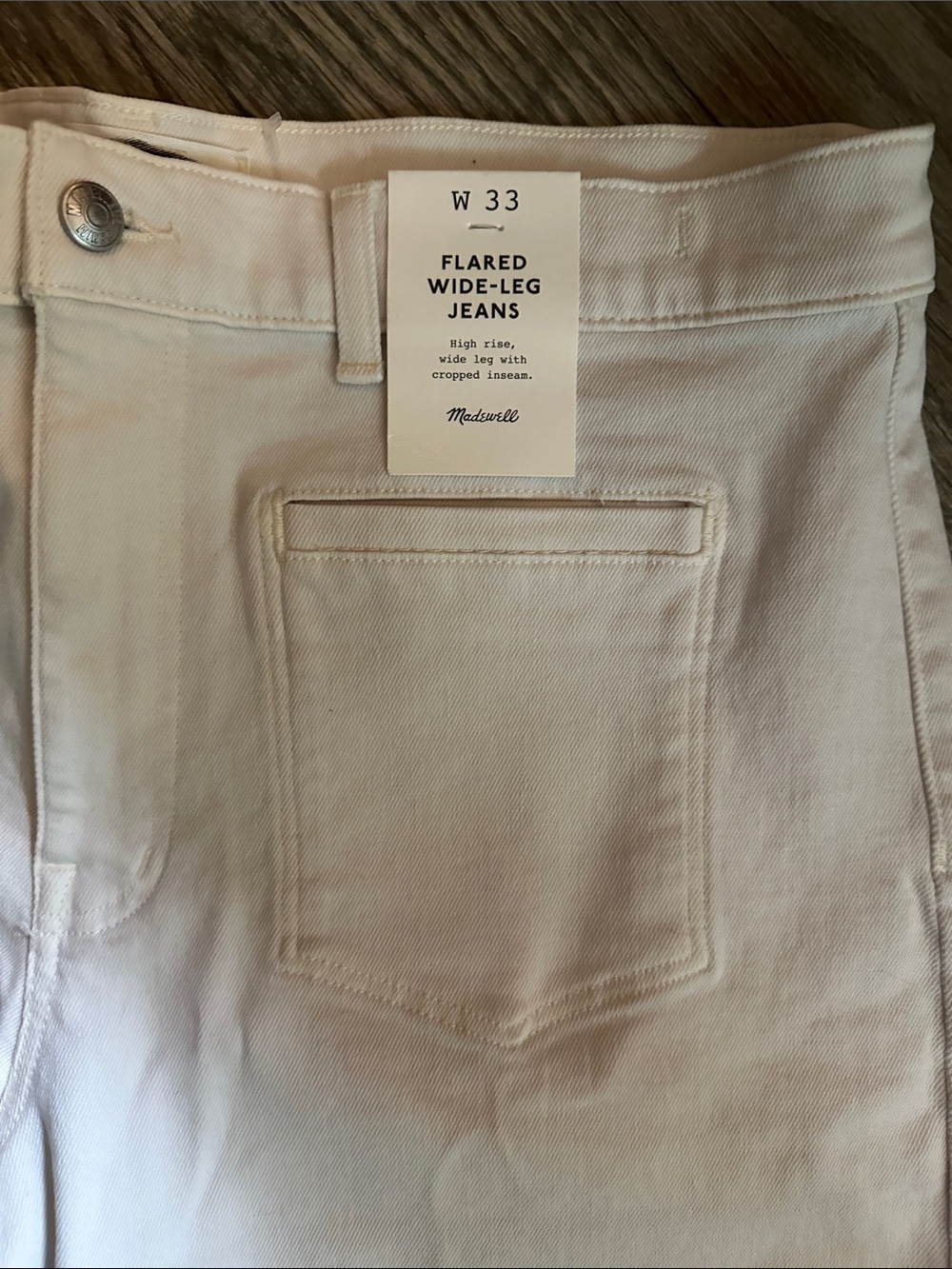 Madewell NWT flared crop Wide-Leg High-Rise Jeans vintage ivory women’s size 33 - Picture 4 of 14